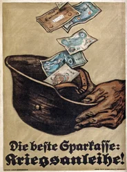 Cartaz alemão de empréstimo de guerra da Primeira Guerra Mundial, A melhor caixa económica: empréstimo de guerra!, c. 1914-18